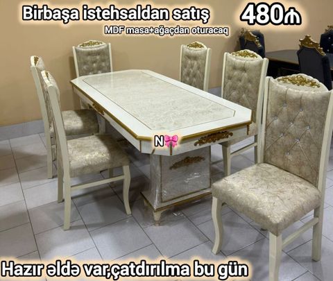MDF masa və ağacdan oturacaq dəsti - Birbaşa istehsaldan satış — Bakı