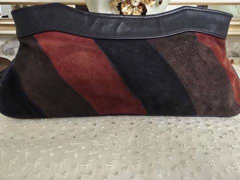 Qadın dəri/şamoa clutch çanta - Material: Ön hissə şamoa parçalardan — Bakı