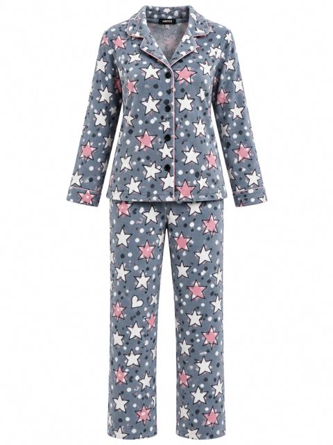 Qadın üçün şalvarlı pijama dəsti, velür, boz, ölçü L — Bakı