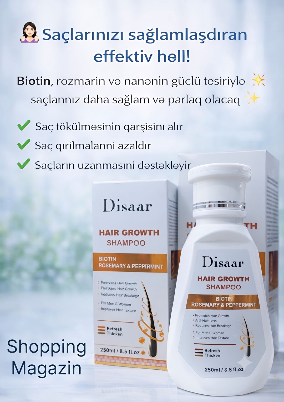 Saçlar üçün şampun Dissar Hair Growth, Uniseks, 250 ml — Mallar, Bakı (2)
