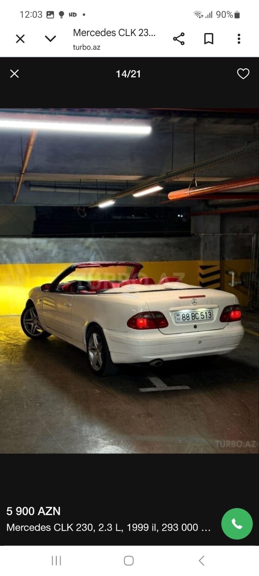 Mercedes-Benz SLK 230: 2.3 l 1999 il Kabriolet 88-BC-513 — Avtomobillər, Digah (7)
