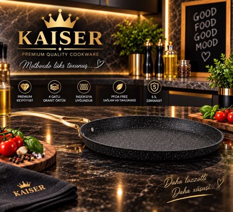Pizza tavası, çuqun, 28 sm, qara — Bakı