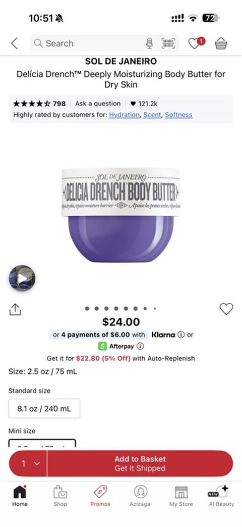 SOL DE Janeıro Delícia Drench Deeply Moisturizing Body Butter for Dry — Bakı