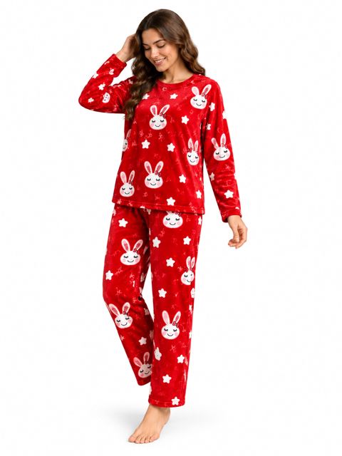 Qadınlar üçün şalvarlı pijama dəsti, qırmızı, poliester, ölçü M — Bakı