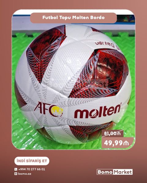 Futbol Topu Molten Bordo - Brend: Molten - Rəng: Ağ-bordo qrafika — Bakı