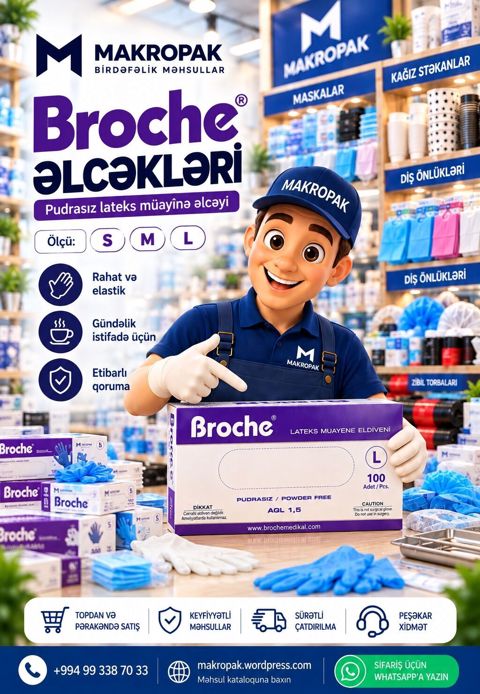 Broche Pudrasız Lateks Müayinə Əlcəkləri Gündəlik iş prosesində — Masazır