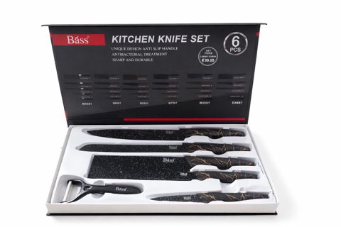 Bıçaq dəsti Bass, 6 əşya, qara — Bakı