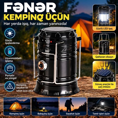 Kempinq fənəri No brand, Kempinq, Universal, Qara — Bakı