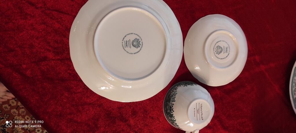 Çay dəsti, rəng - Yaşıl, Farfor, Villeroy & Boch, Almaniya — Süfrə qabı, Bakı (8)