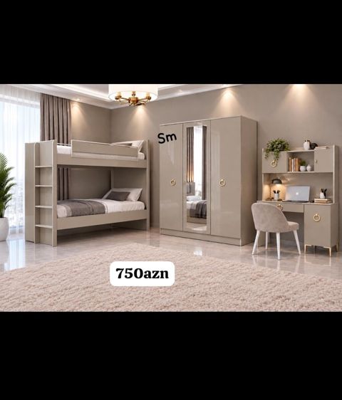 Uşaq/yataq otağı dəsti – 750 AZN Dəst tərkibi: - İkimərtəbəli — Dolab Taxt Çarpayı Mebel Fabriki ✨Əfsanə.x — Uşaq mebel dəstləri