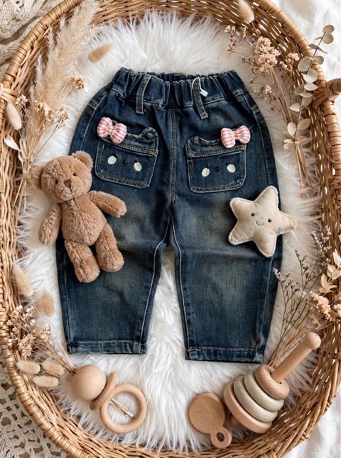 Uşaq cins şalvarı - Material: klassik tünd mavi denim, yumşaq və — Digah