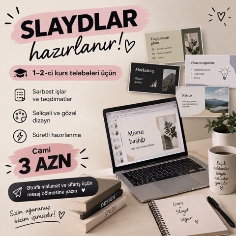 Slaydlar hazırlanır - 1–2-ci kurs tələbələri üçün - Sərbəst işlər və — Bakı