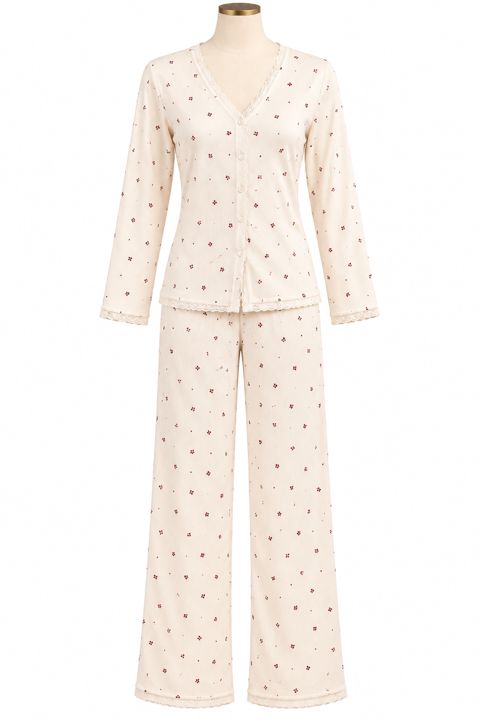 Qadınlar üçün şalvarlı pijama dəsti, bej, pambıq, ölçü One Size — Bakı