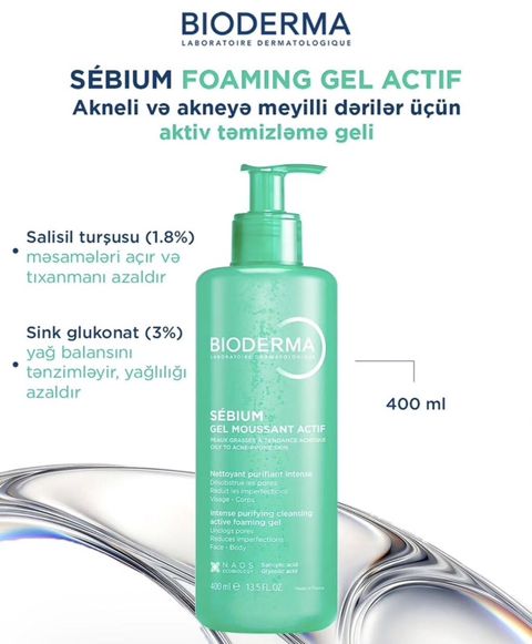 Bıoderma Sébium Foaming Gel Actif – akneli və akneyə meyilli, yağlı — Mehdiabad