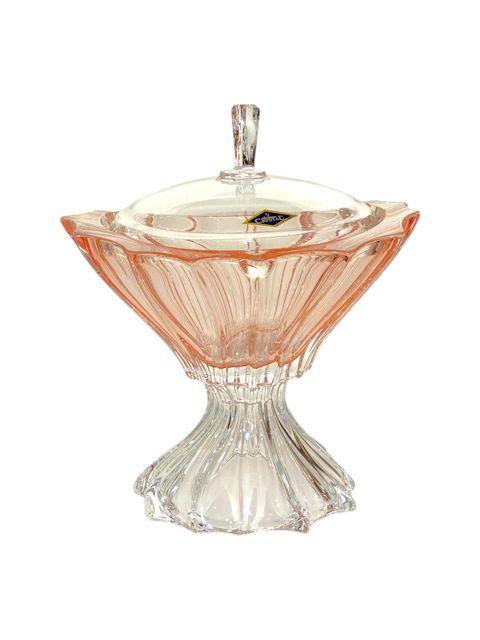 Şirniyyat qabı Aurum Crystal Plantica FTD, büllur, 22×20×25 sm, çəhrayı — Bakı