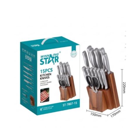 Bıçaq dəsti Winning Star RS ST-7807-15, paslanmayan polad, 15 parça — Bakı