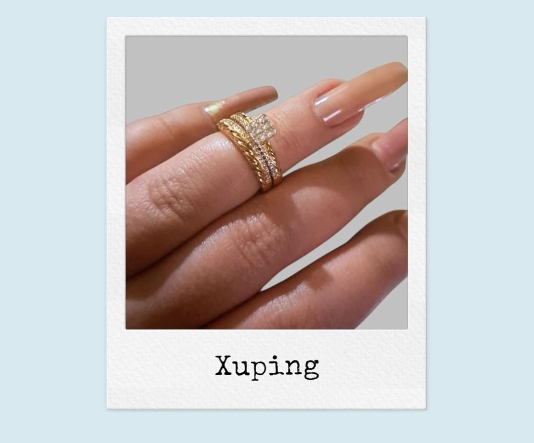Üzük dəsti qadınlar üçün Xuping, qızılı, 2 əd — Mallar, Bakı (2)