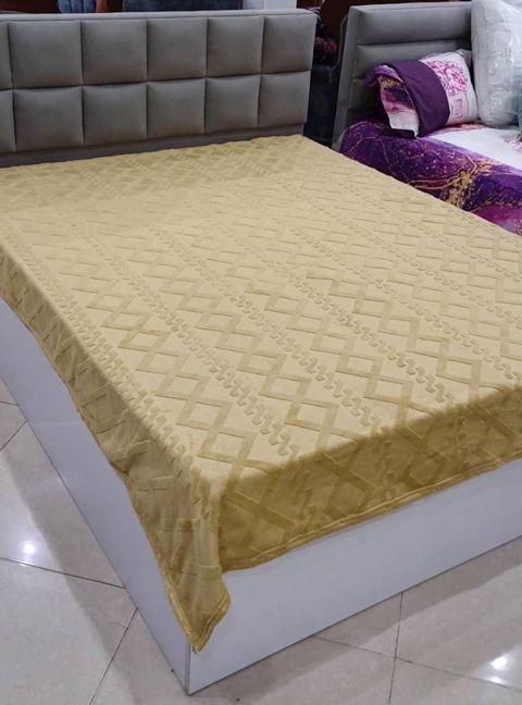 Pled Sahara SHA-00001642, ikinəfərlik, velür, sarı, 160x220 sm — Bakı