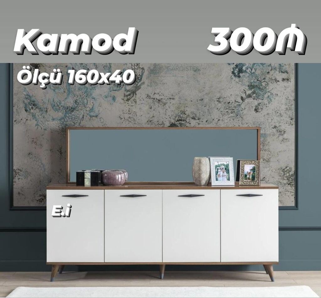 Kamod – 300₼ Ölçü: 160 x 40 sm - Dörd qapılı geniş saxlama bölmələri — Komodlar və tumbalı, Masazır