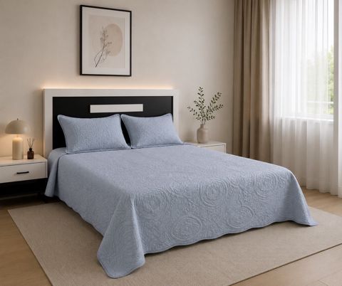 Örtük və yastıq üzü dəsti Norway, açıq mavi, velür, birnəfərlik, örtük 170x230 sm, yastıq üzü 2 əd 50x70 sm — Bakı