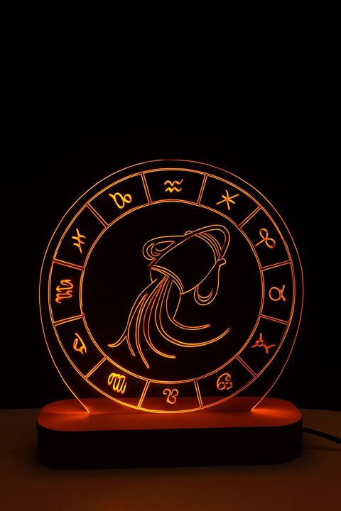Masaüstü 3D LED Akril Lampa, Dolça Bürcü, Narıncı, 15x20 sm - lightdekor346 — Bakı