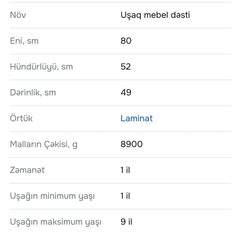 Oğlan və qız üçün, Yeni, Yazı masası — Uşaq mebeli dəstləri, Masazır (5)