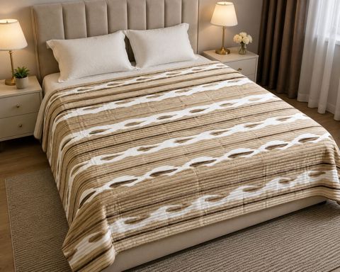 Pled-örtük İpek, ikinəfərlik, bambuk/mikrofiber, bej, 210x220 sm — Bakı