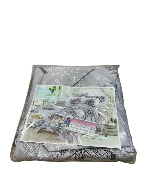 Yataq dəsti, yorğan üzü 200x220 sm, mələfə 200x220 sm, yastıq üzü 75x75 sm 2 əd, ikinəfərlik, pambıq, boz — Bakı