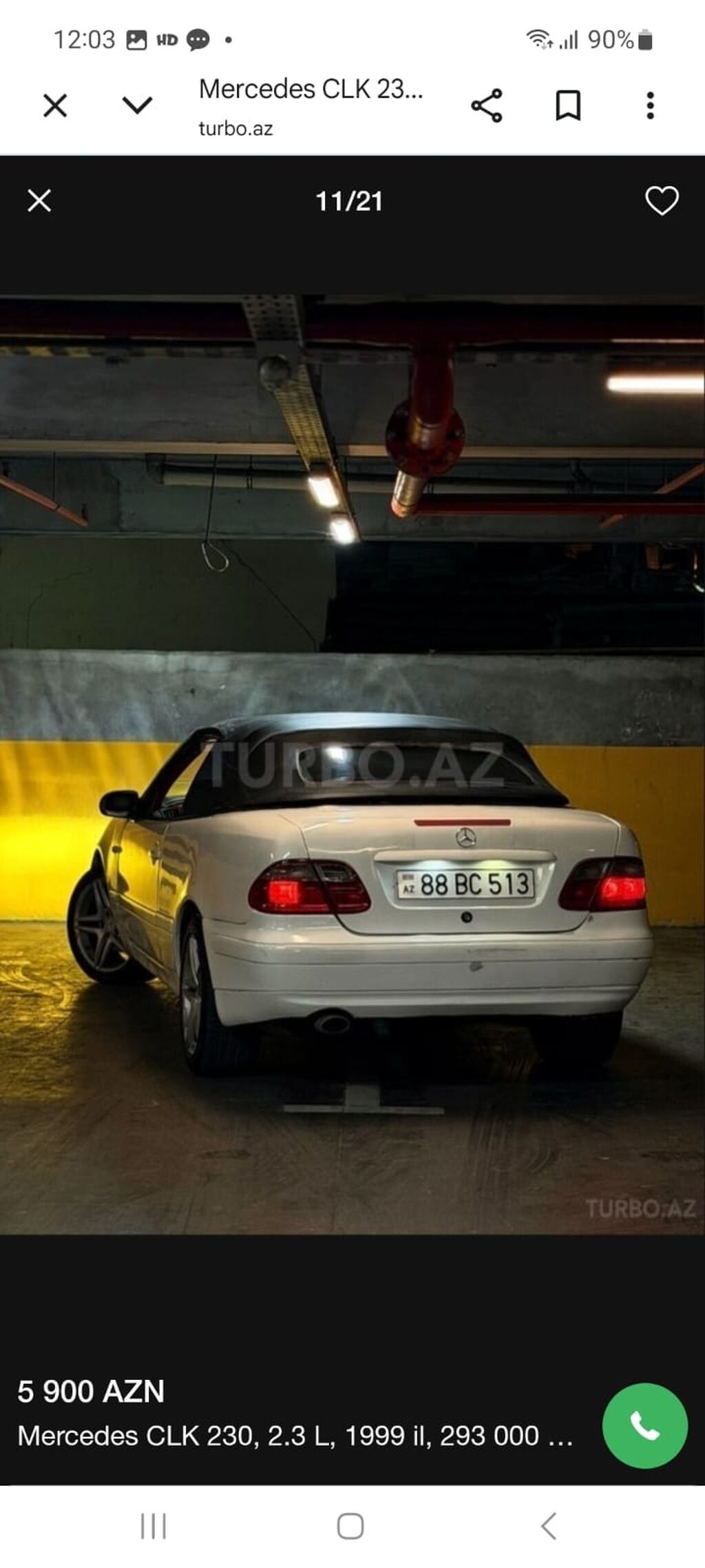 Mercedes-Benz SLK 230: 2.3 l 1999 il Kabriolet 88-BC-513 — Avtomobillər, Digah (6)