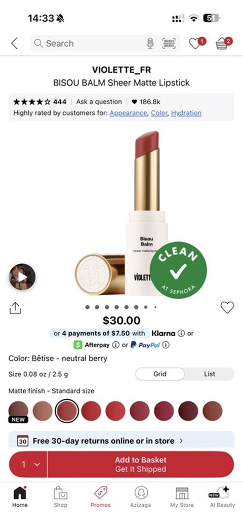 Vıolette_fr – Bisou Balm Sheer Matte Lipstick - Növ: Sheer mat dodaq — Bakı