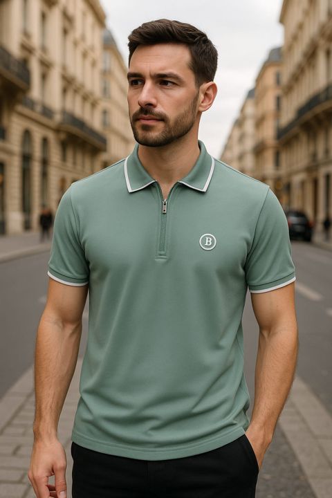 Kişilər üçün polo 555, açıq yaşıl, pambıq, ölçü XXL — Bakı