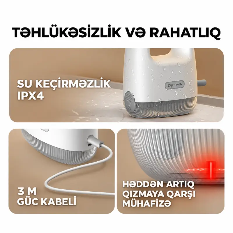 Deerma Handheld Steam Machine ZQ01 — Buxar təmizləyicilər və buxar süpürəsi, Bakı (5)