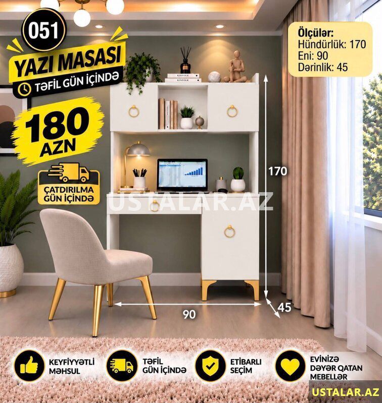 Yazi masasi hazir — Mobilyaların montajı, təmiri və restavrasyonu, Bakı (3)