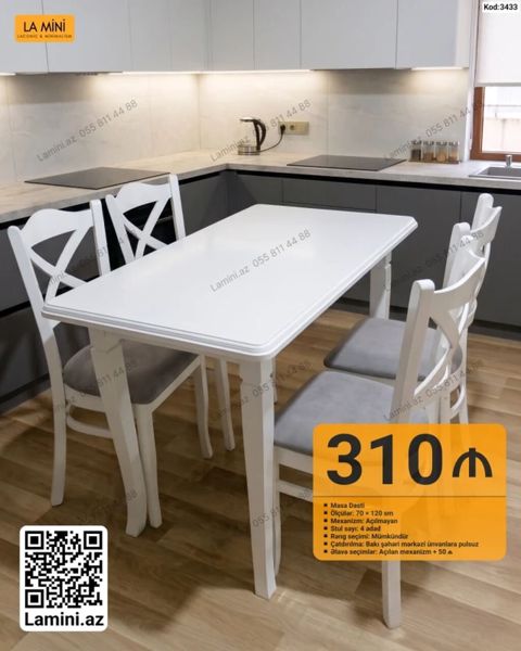 Masa Dəsti - Ölçülər: 70 120 sm - Mexanizm: açılmayan - Stul sayı — Bakı