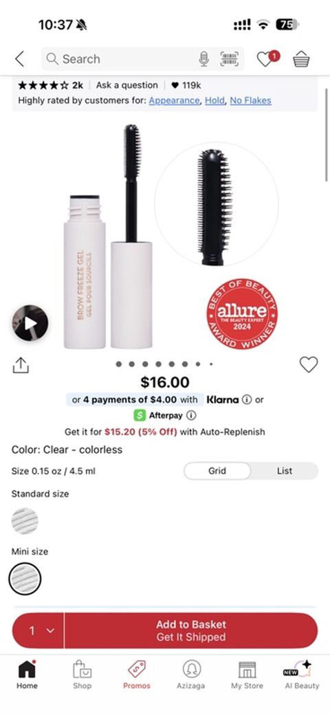 Məhsul: Brow Freeze Gel – şəffaf qaş jeli Həcm: 0.15 oz / 4.5 ml — Bakı