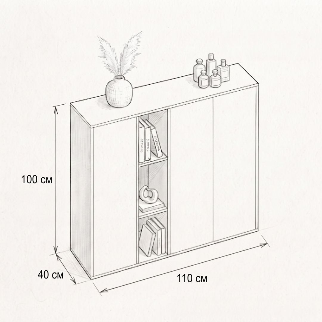 Komod, Ldsp, Antrasit/Ağ, 100x40x110 sm — Mallar, Bakı (2)