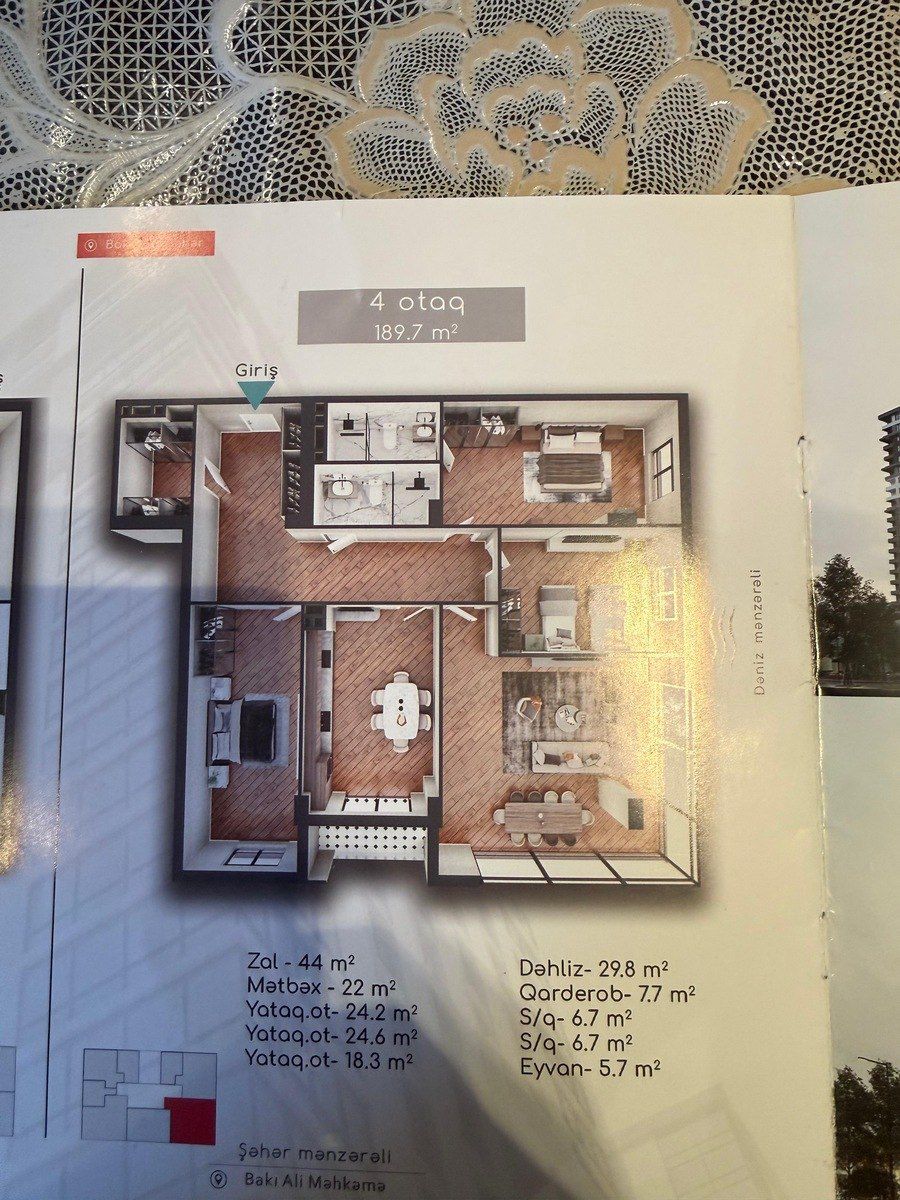 Satılır 4 otaqlı yeni tikili 190 m² — Mənzil, Bakı (2)