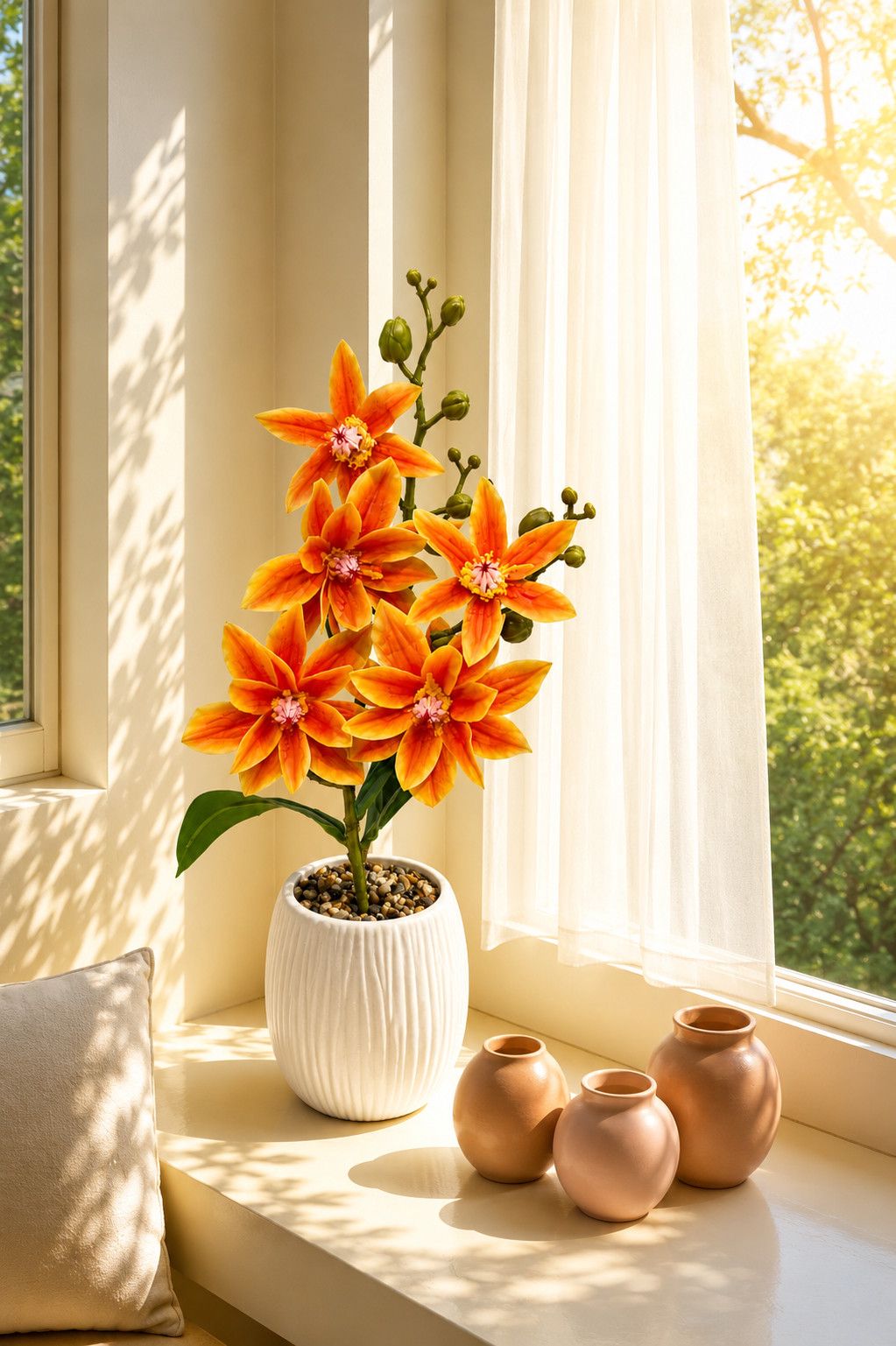 Süni Dendrobium orxideya, Plastik, Narıncı — Mallar, Bakı (2)