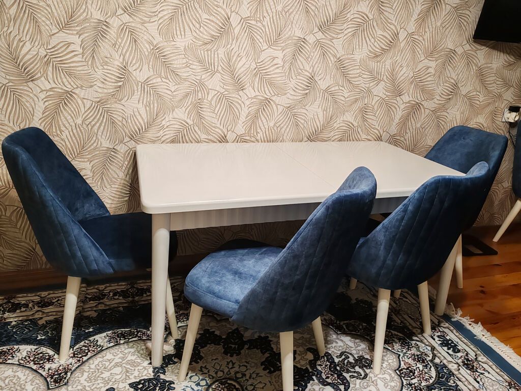 Masa–stul dəsti - Masa: MDF boyalı, Aytaşı rəngi. Ölçü: 160/200 x 90 — Masalar və stullar, Sumqayıt (3)