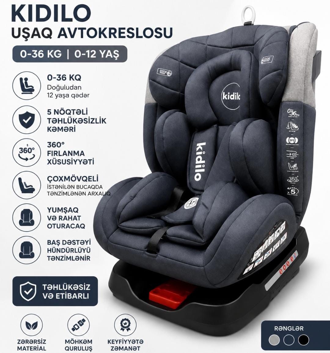Avtomobil kreslosu Kidilo ABCKBH308, tünd göy — Mallar, Bakı (2)