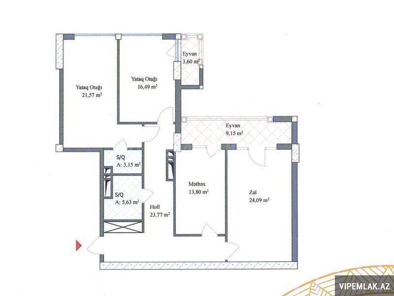 Nərimanov rayonunda 3 otaqlı Yeni tikili Satılır, 121 m² — Mənzil, Bakı (7)
