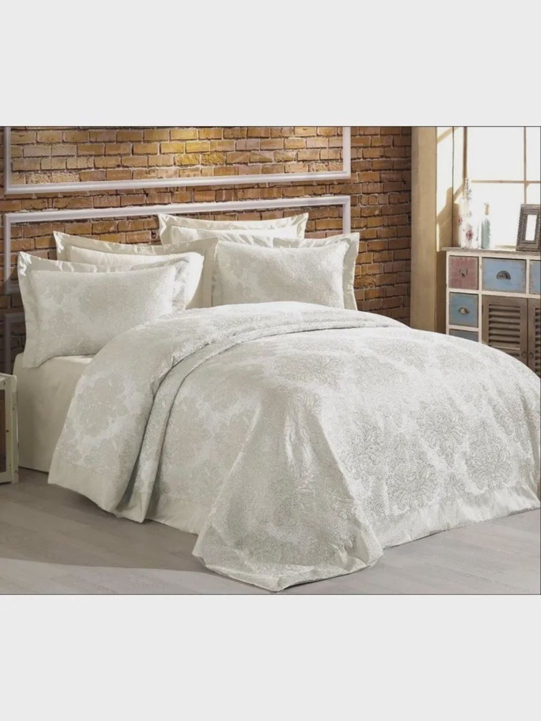 Örtük və yastıq üzü dəsti Gardines RB210967002, (ikinəfərlik örtük 240x260 sm + yastıq üzü 2 əd 60x80 sm), polyester, krem — Mallar, Bakı (2)