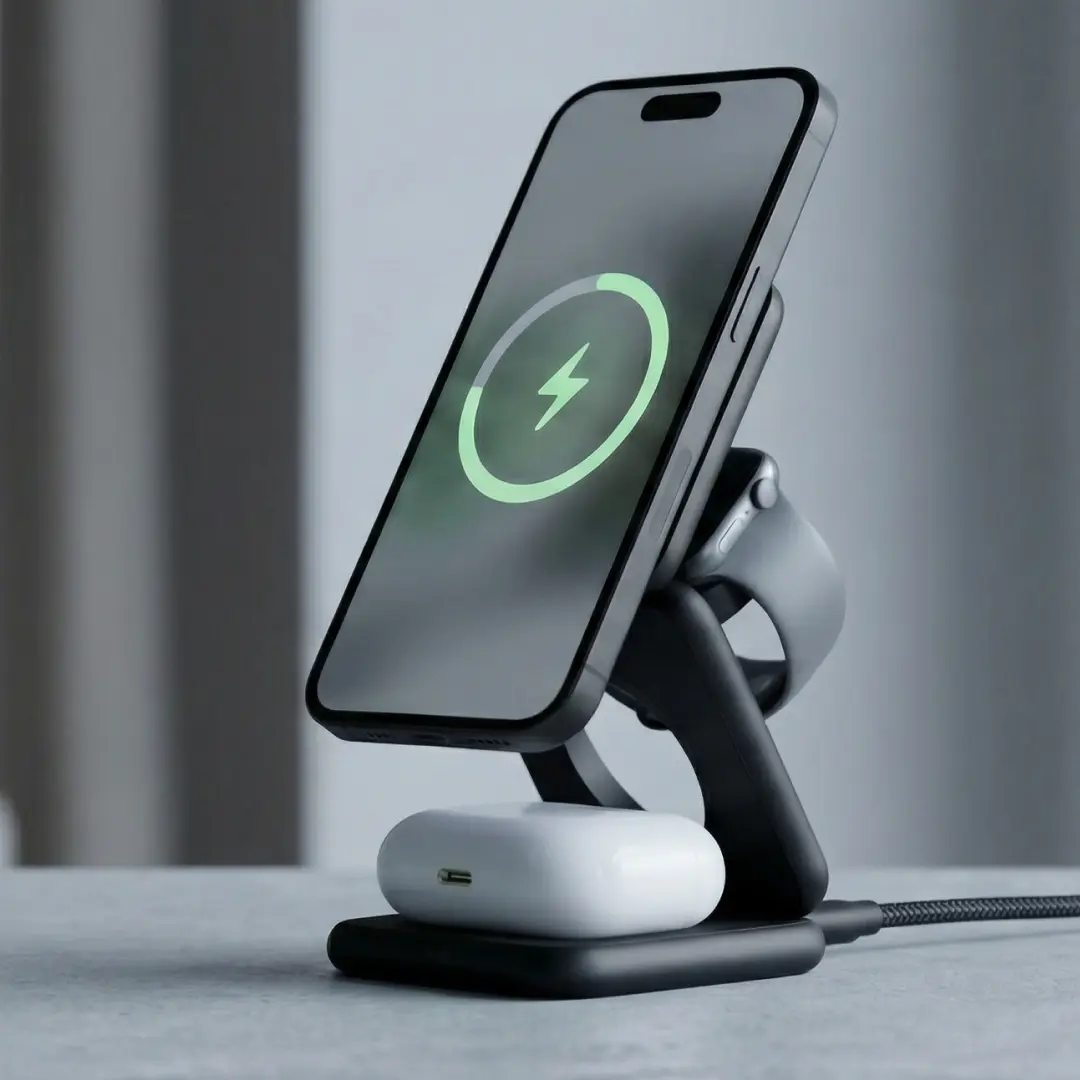 Wireless charger Magssory Fold Pro 3 in 1 for Apple Black (WCH063b) — Telefonlar və qadjetlər, Bakı (8)
