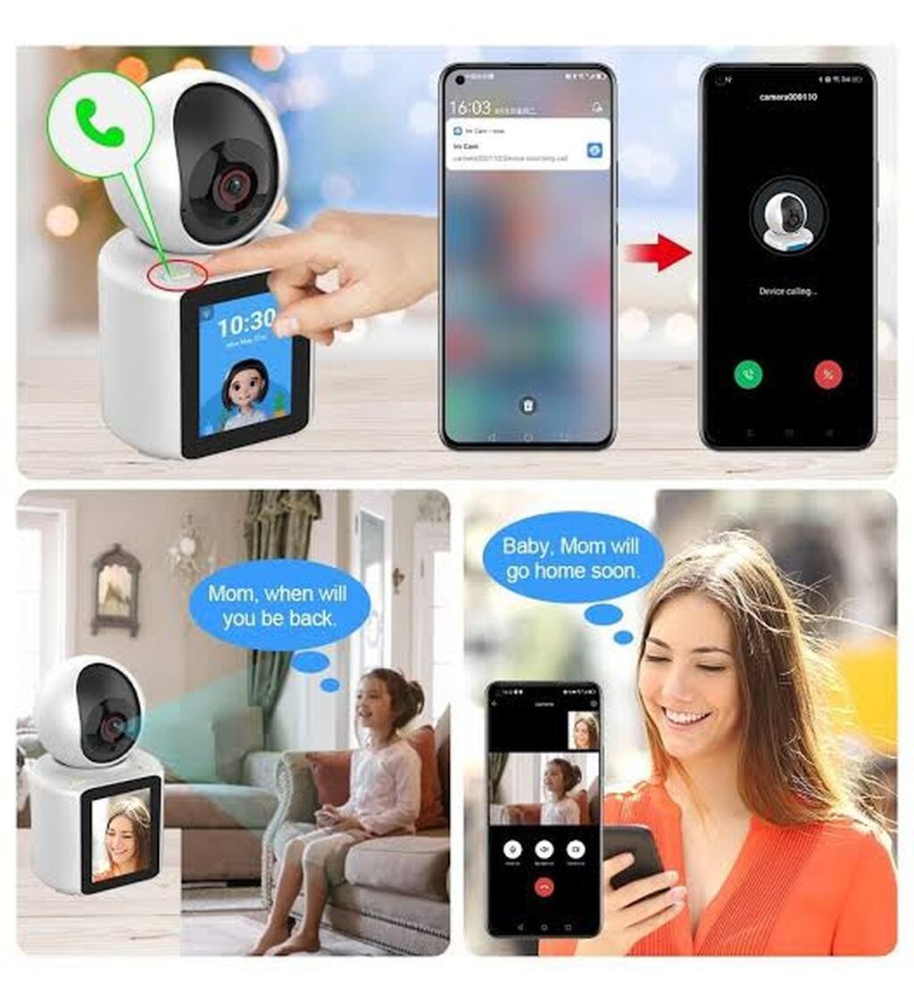 Ağıllı Wi‑Fi IP kamera – ekranlı video danışıq və nəzarət cihazı — Surveillance sistemləri, Digah (4)