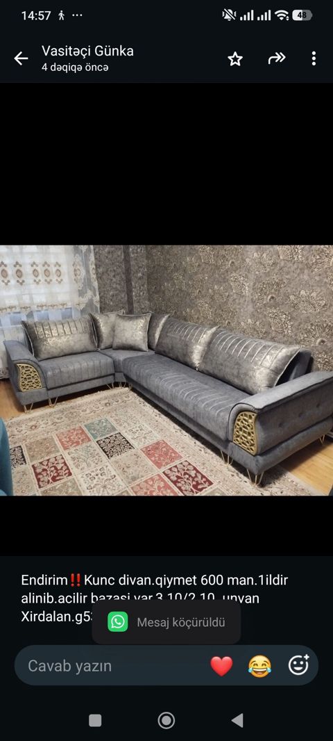 Endirim‼ Kunc divan.qiymet 600 man.1ildir alinib.acilir bazasi — Bakı