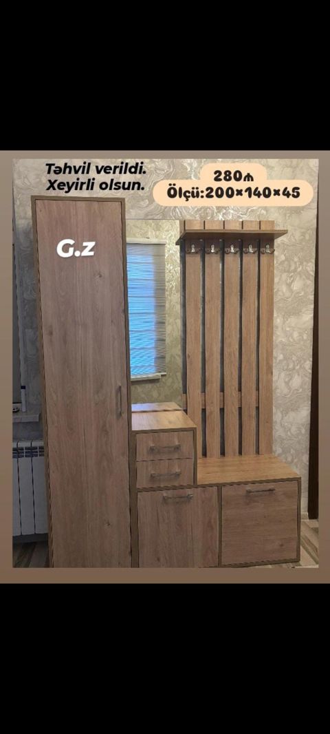 Dəhliz üçün çoxfunksiyalı portmanto-dolab dəsti Ölçü: 200×140×45 — Masazır