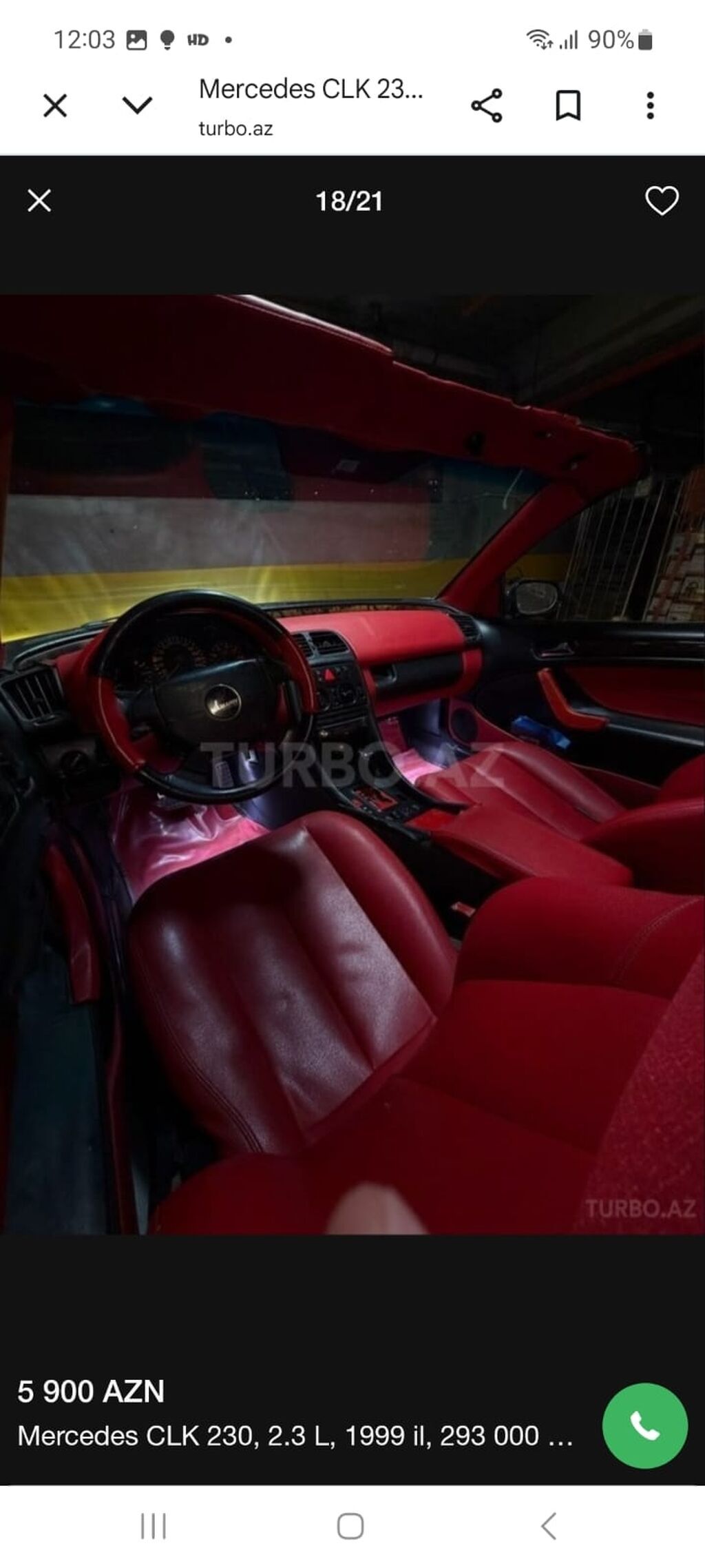Mercedes-Benz SLK 230: 2.3 l 1999 il Kabriolet 88-BC-513 — Avtomobillər, Digah (9)