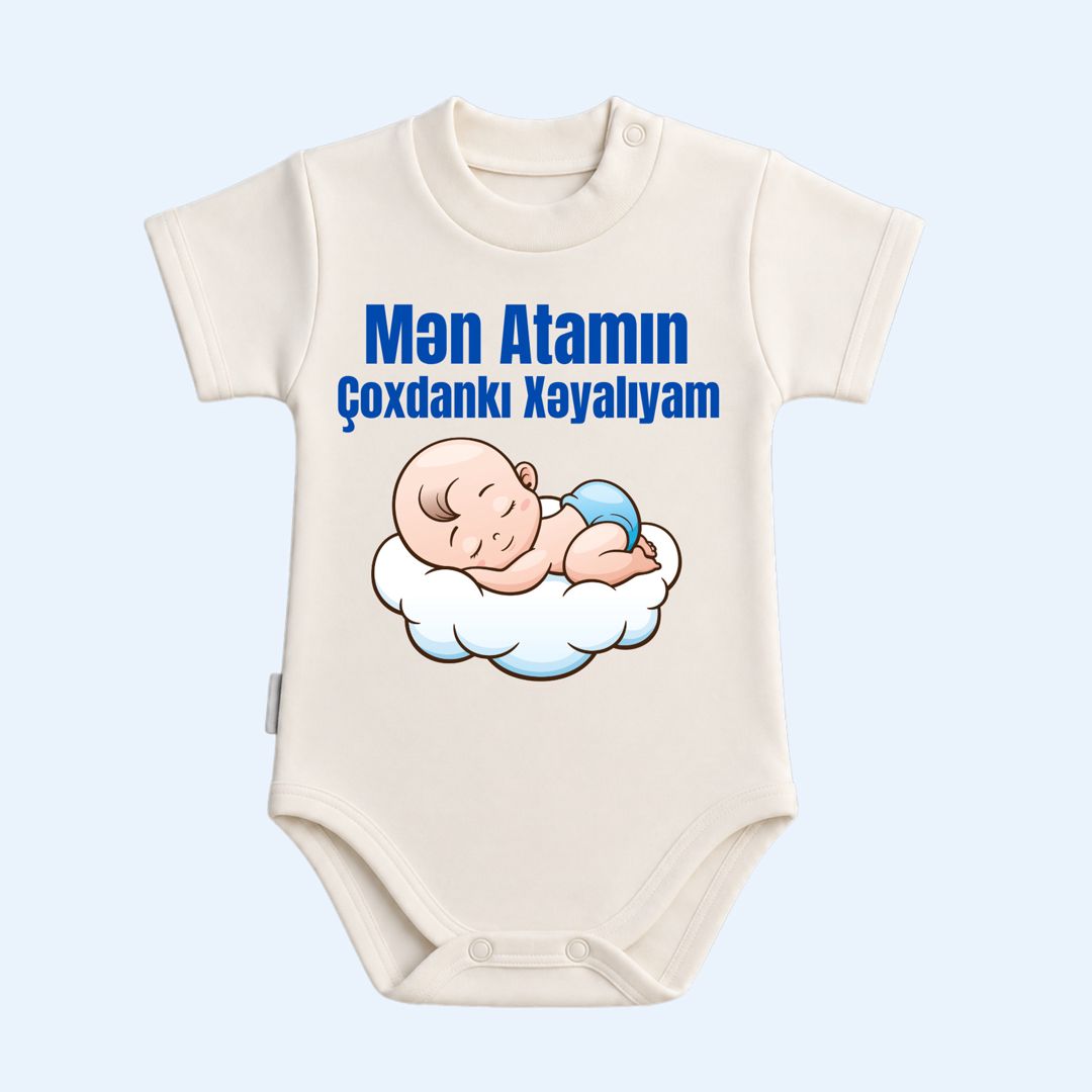 Oğlanlar üçün bodi Atamın çoxdankı Xəyalıyam, ağ, pambıq, ölçü 0-3 ay — Mallar, Bakı
