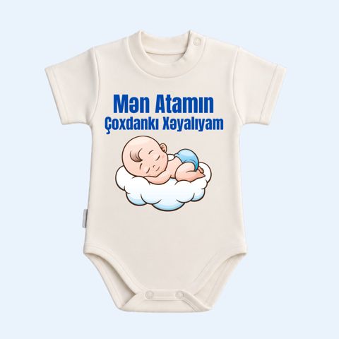 Oğlanlar üçün bodi Atamın çoxdankı Xəyalıyam, ağ, pambıq, ölçü 0-3 ay — Bakı