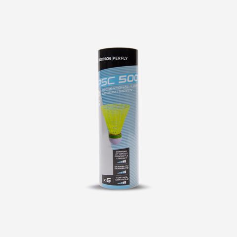 Badminton volanı Decathlon PSC 500, plastik, orta sürət, 6 ədəd, sarı — Bakı